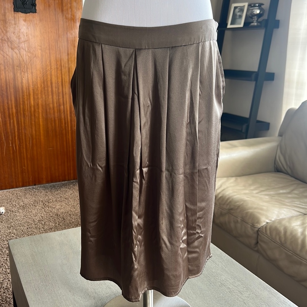 New with Tag Brochu Walker Large Bronze Silk Pleater Skirt